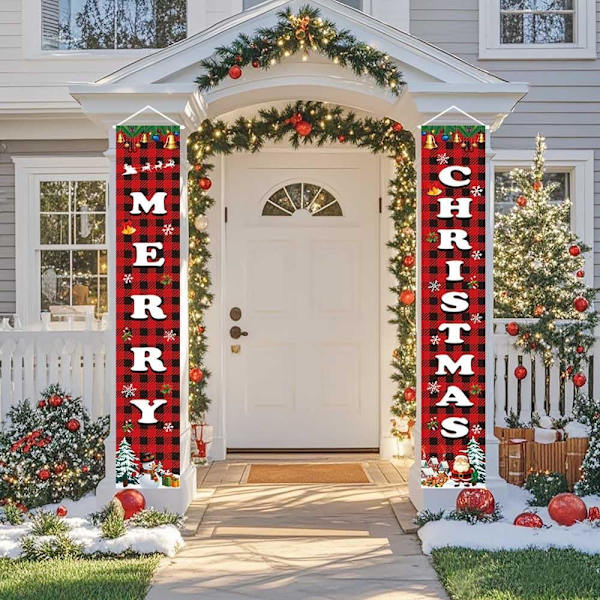 Juldekorationer God Jul Banner Utomhus Inomhus, Hängande God Jul Dekorationer för Hemmet, Inomhus Utomhus Juldekoration Vägg Framdörr