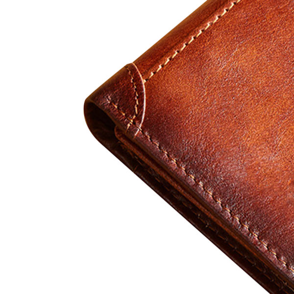 Stor rymlig trifold plånbok Retro stil multi-kortplats herr äkta läder plånbok - gul brun