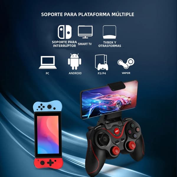 Sort Trådløs Bluetooth Spilcontroller, Kompatibel med PC, Android TV-boks, PS3 og Tablet-enheder