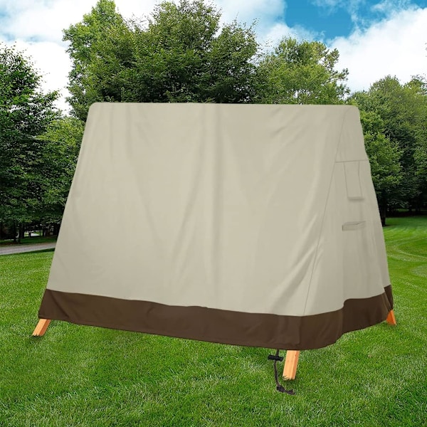 Patio Swing Chair Cover A-Ram 72x67x55 tum UV-resistent Utomhus Swing Cover Vattentät Dammskydd Väderskydd Patio (Beige & Kaffe)