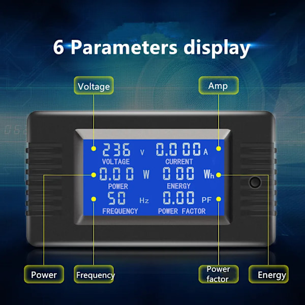 AC 6-i-1 220V 80V~260V 100A Enfas Digital Ampermeter Effekt Energimätare Voltmeter Ammeter Volt Watt Kwh Faktor Mätare Split CT