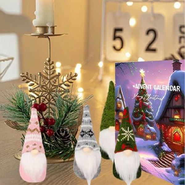 Jule-Nisse Adventskalender, 24 Plysj-Nisse Dukker Juletelling Kalender, Jule-Nisse Adventskalender 2024, Jule-Plysj-Nisse Lekesett