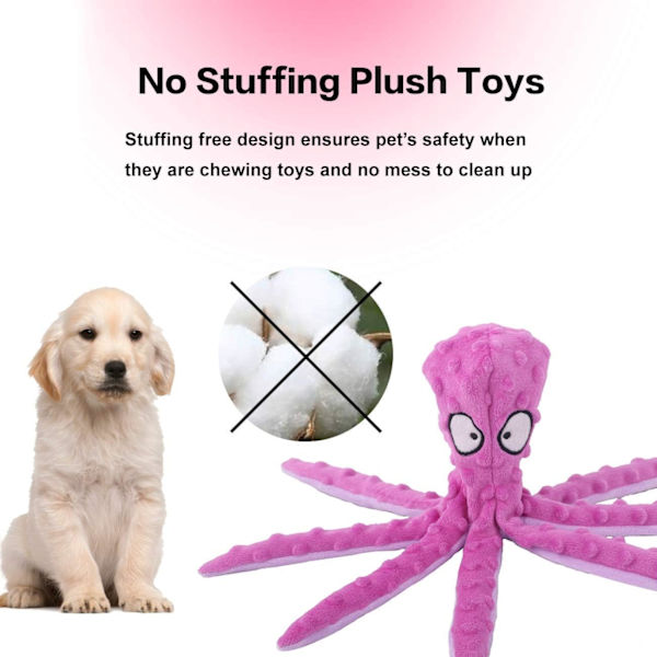 Hunde Squeaky Legetøj Blæksprutte - Fyldfri Krøllede Plyslegetøj til Hvalpe Tandspredning, Holdbare Interaktive Tyggelegetøj til Små, Mellemstore og Store Hunde Træning Blue+Purple