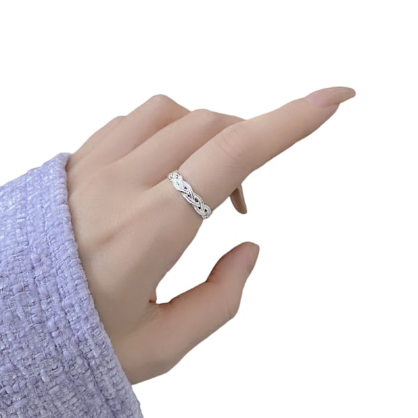 Enkel Flätad Ring, Silver, 1 st