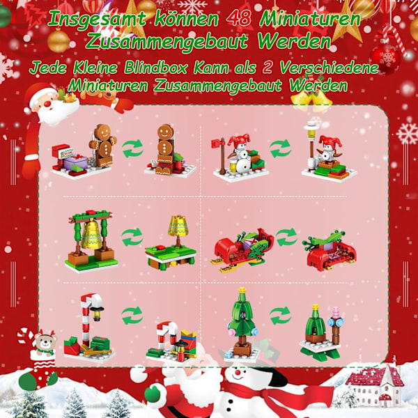 Kalender 2024, 618 Stycken Julbyggklossar Set, Mini Julbyggklossar, Nedräkning Jul Leksak, Julgåvosatser för Vuxna, Hall