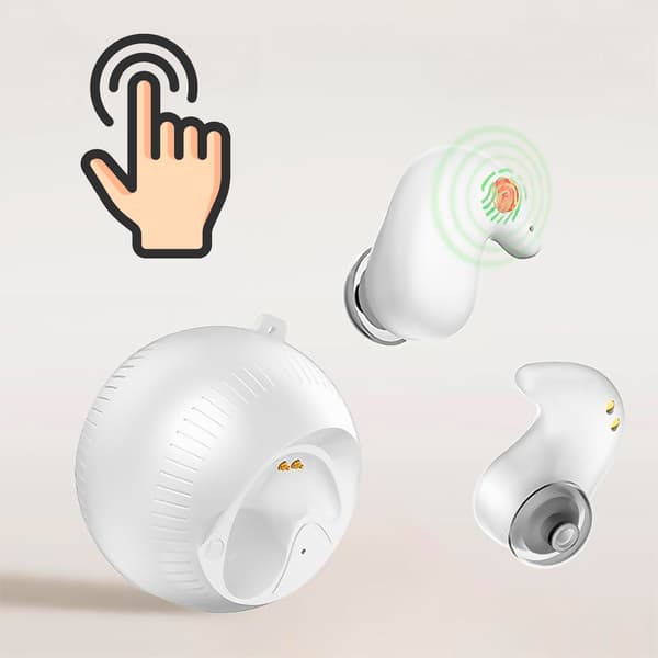 Kompakte sfæriske stereo-mini-Bluetooth-øretelefoner til søvn.