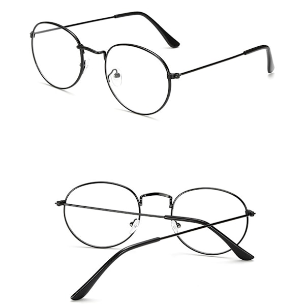 Pienet pyöreät metalliset lukulasit naisille ja miehille Klassinen vintage-retro sävyt Sinisen valon estävät tietokoneen lukulasit kulta +400 astetta Flat light