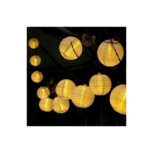 LED solcellelys, solcelle lyslenke, LED-stripe, lyktlenke, 6,5 m, 30 lys, varmhvit