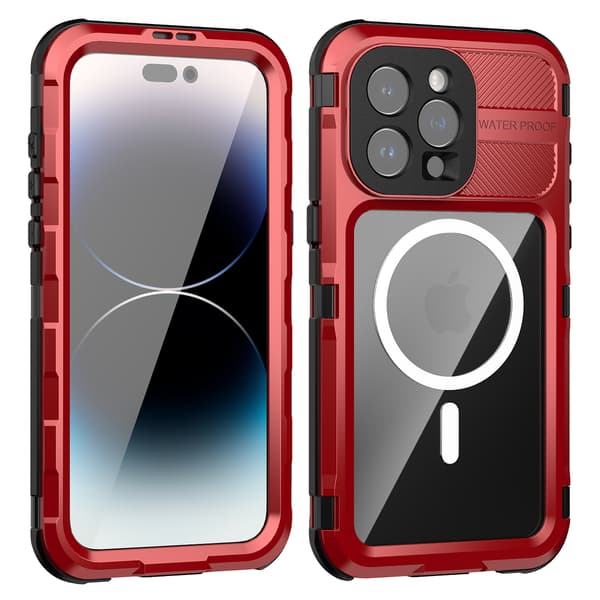 Musta; 360° vedenpitävä metallikotelo iPhone 15 Pro Maxille, tukee , langatonta latausta, sukellusta, uintia, iskunkestävä ja tarjoaa kattavan Black iPhone 15 Pro Max