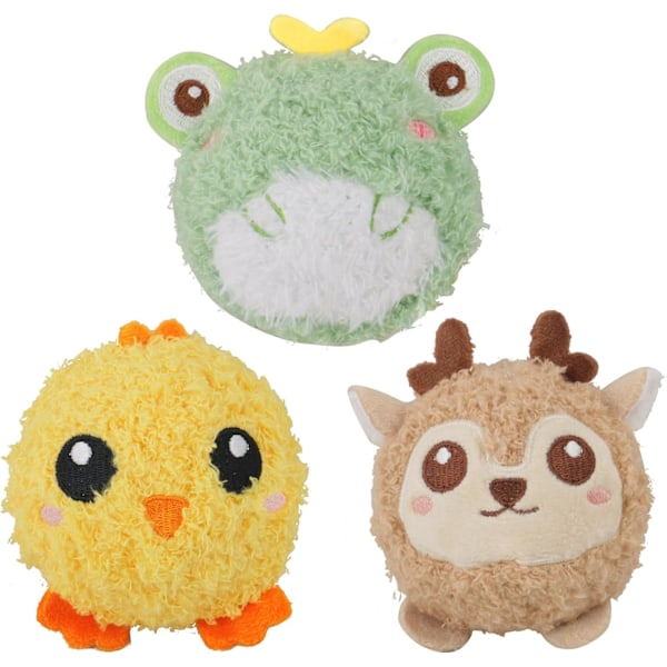 DKING 3-pak Squeaky Hundefballer, 2 i 1 Morsomme Valpeballleker, Bursdags Hundefilek for Små og Mellomstore Hunder (Monster Ball) 2