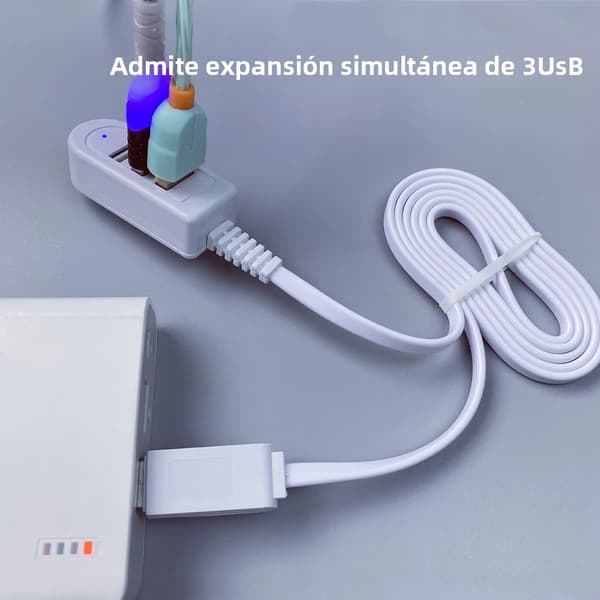 Kabellengde: 1 STK; Hvit 1,18m - 3-i-1 USB Multifunksjonell Lader Konverter med USB Port Hub Tilbehør for Datakabler Forlengelse Splitter Socket white 1pc