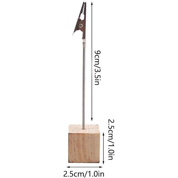 10 stk Memo- og Meldingklippholder, Vertikale Notater / Fotoholder med Alligator-klipp og Furu-base for Kontor / Bryllup / Fest...
