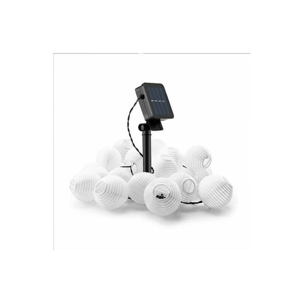 LED solcellelys, solcelle lyskæde, LED strip, lanterne lyskæde, 6,5 m, 30 lys, varm hvid