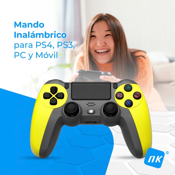 Sort Trådløs Spilcontroller, Kompatibel med PS4 / PS3 / PC / Mobile Enheder, Dobbelt Vibration, 6-Akset Bevægelse, LED-Lys, Touchpad, Lydstik