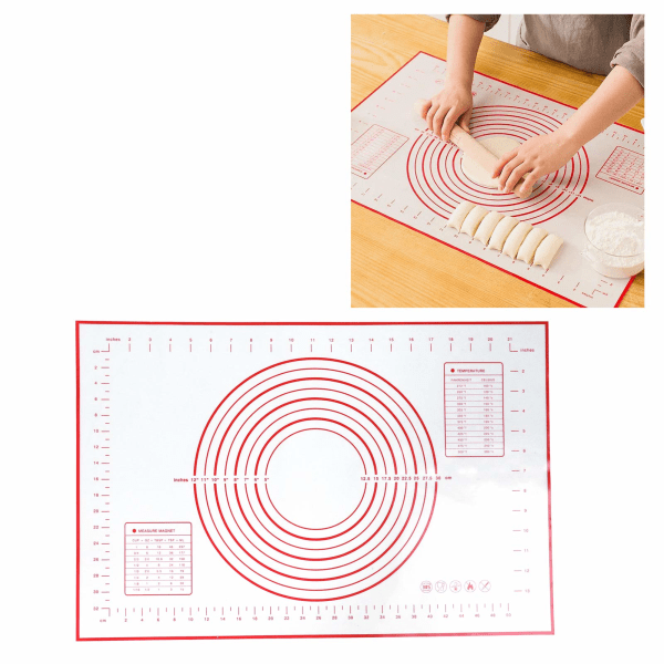 Silicone non-slip baking mat, dough rolling mat, pastry cooking tools (red 40x60cm