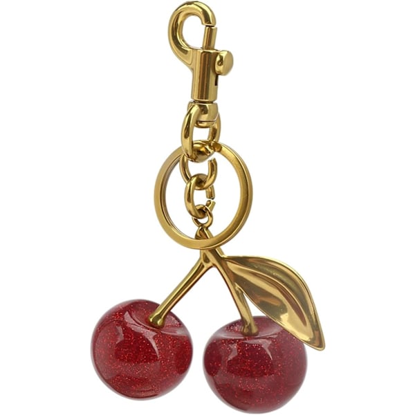 Kirsebær Nøglering Vedhæng, Hængende Kirsebær Dekoration, Fremstillet af Harpiks Legering Materiale, Et Sødt Vedhæng med Unik Charme Red Cherry Gilded