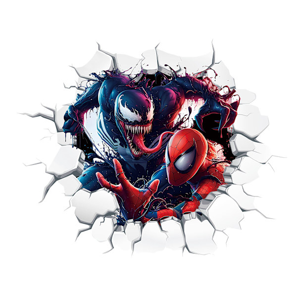 Fantastiska Venom & Spider-Man 3D Vägg - Genombrytande Väggdekaler för Barnrum - 52*42cm Självhäftande PVC-dekaler från Avengers Alliance
