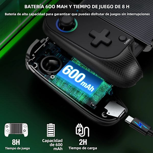 MC101 DinoFire Mobiltelefon Gamepad med Joystick og Bluetooth Controller Kompatibel med iPhone og Android Spilcontroller med Triggerknap