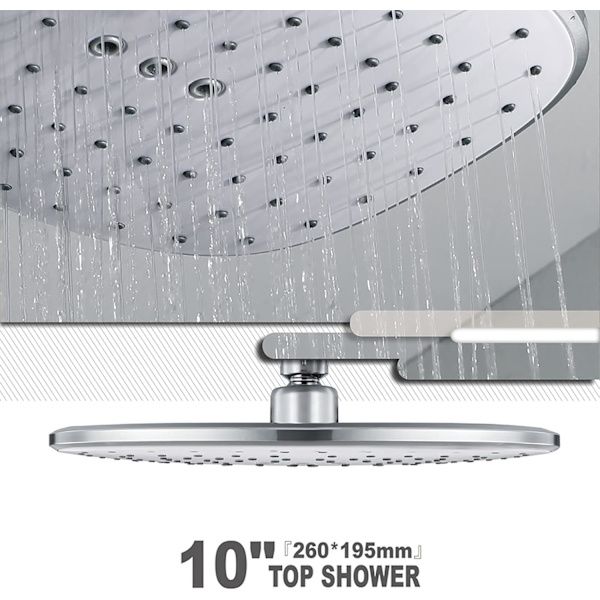 Bruseshower, rektangulær bruseshower Hvid ABS fast regnbruseshower Højtryks regnbruseshower, tilslutning