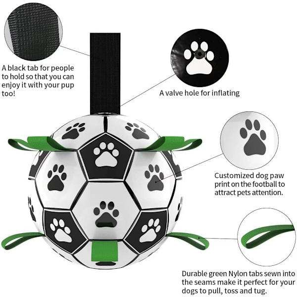 Hundefotball med stropper, interaktive leker for tautrekking, valpefødselsdagsleke, vannsportleke for hunder, hundefotballer for små og mellomstore hunder (6 tommer)
