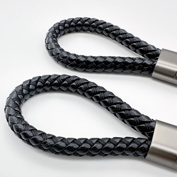2 kpl käsinkudottua punottua nahkaavaimenperää, avaimenperän hihnoja miehille ja naisille, metalliavaimenperä kotiin ja auton avaimille Black