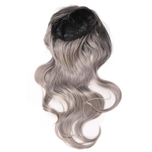 Vågig peruk för kvinnor Syntetisk limfri värmebeständig lockig peruk för daglig fest Cosplay Svart grå gradient