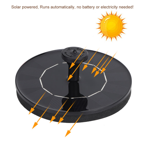 Solcelledrevet flytende fontene for fuglebad vannpumpe hagedam fontene tilbehør 6V 1.0W