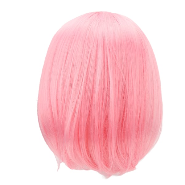 Kort rosa peruk pannband fluffig bob naturlig kort rak bob peruk med lugg lämplig för studenter