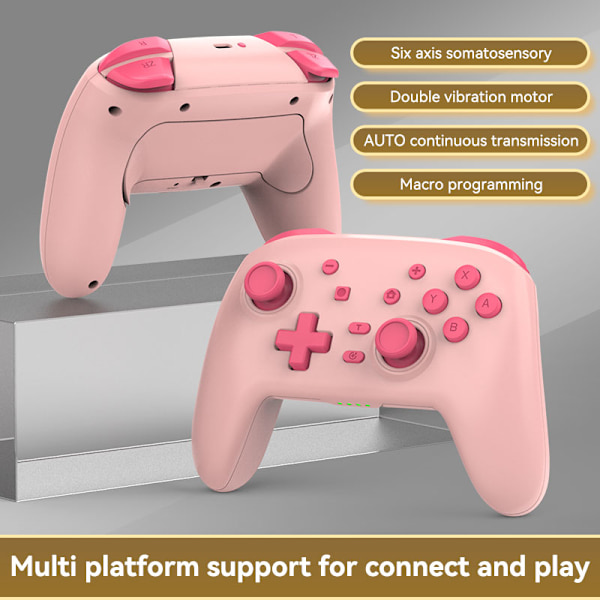 Rosa Trådløs Bluetooth Gamepad Kompatibel med Nintendo Switch