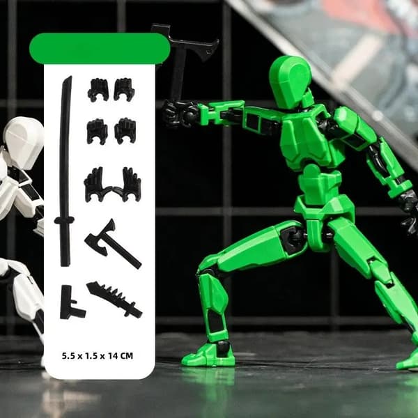 3D-printet Multi-leddet Transformerbar Actionfigur, Grøn Articuleret Model Legetøj til Børnegaver