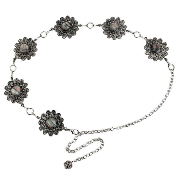 Multifunktionell midjekedja och kroppskedja för kvinnor, turkosa accessoarer silver