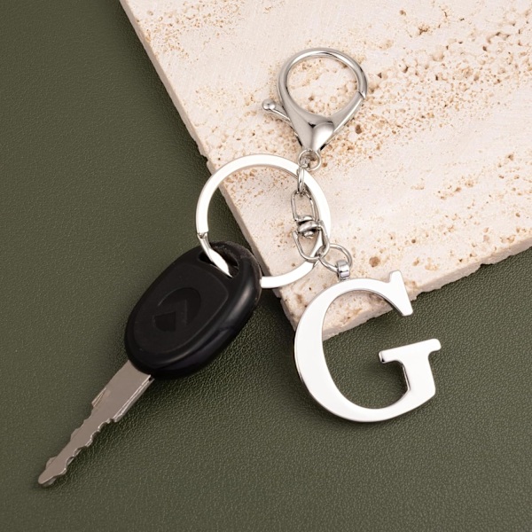 Nøglering med Guld Bogstav A-Z til Kvinder Taske Charms Pung Charms Til Håndtasker Metal Alphabet Initial Letter Nøglering Silver-r