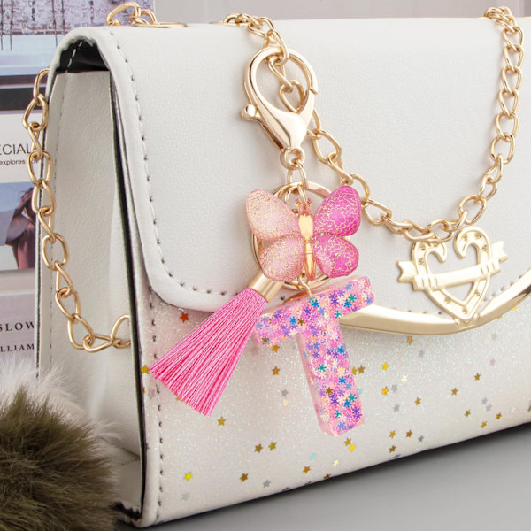 Sööt roosad võtmehoidjad naistele ja tüdrukutele, algustähega võtmehoidjad tutiga, ripatsid võtmetele, rahakotile, käekottidele ja seljakottidele Colorful Pink Butterfly-t