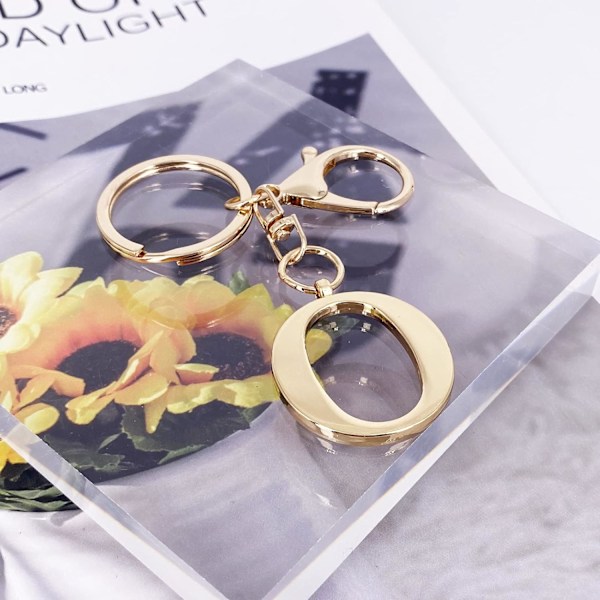 Nøglering med Guld Bogstav A-Z til Kvinder Taske Charms Pung Charms Til Håndtasker Metal Alphabet Initial Letter Nøglering O