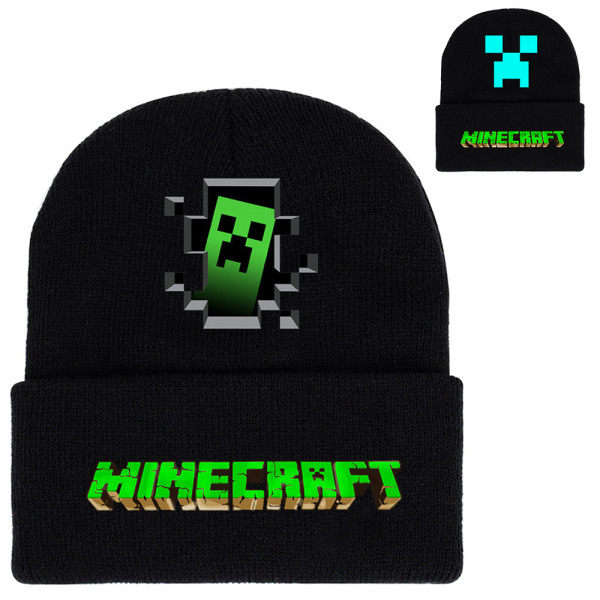 Minecraft stickad mössa för barn pojkar julklapp B