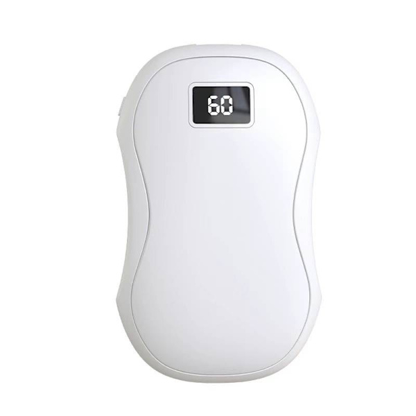 Kannettava USB-ladattava kädenlämmitin, nopea lämmitys 3 lämpötasolla 40 °C - 60 °C, 5000 mAh sähköinen kädenlämmitin Blanco