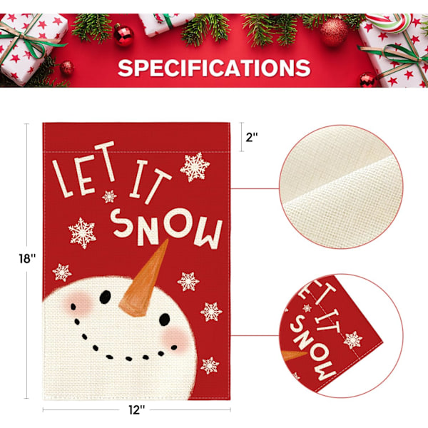 Snemand Snefnug Haveflag 12 x 18 Tommer Dobbeltsidet Ude, Jul Vinter Ferie Have Udendørs Dekorativt Flag Red/White