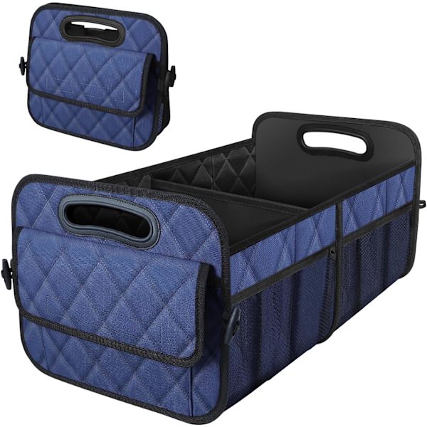 Auton tavaratilan järjestäjä maasturiin, auton järjestäjät ja säilytystilat 6 suurella taskulla, auton lisävarusteet naisille/miehille 50L vedenpitävä polyesteri (tummansininen) Dark Blue