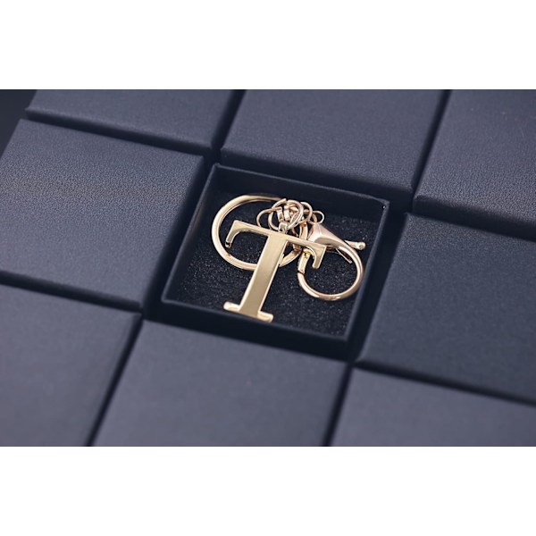 Nøglering med Guld Bogstav A-Z til Kvinder Taske Charms Pung Charms Til Håndtasker Metal Alphabet Initial Letter Nøglering T