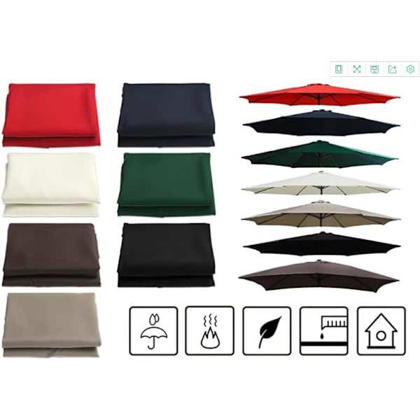 Reserveovertræk til parasol, 8 ribber, 3 m, vandtæt, anti-uv, reservebetræk Red