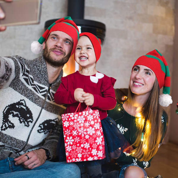 Julemandshue Rød Jul Julefest Strikket Hat Julemandskalot Til Voksne Kvinder Mænd 2stk 2 Pack B