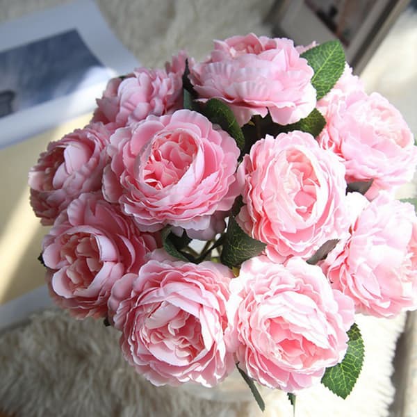 Kunstig peon og rose, rosa, 20 stk pink