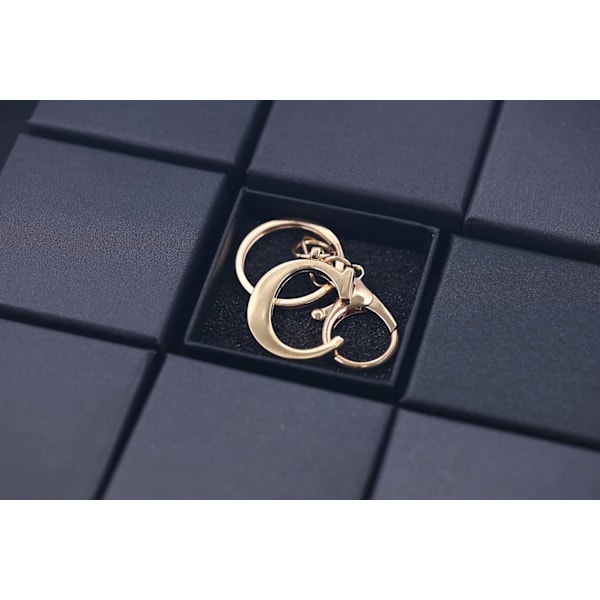 Nøglering med Guld Bogstav A-Z til Kvinder Taske Charms Pung Charms Til Håndtasker Metal Alphabet Initial Letter Nøglering C