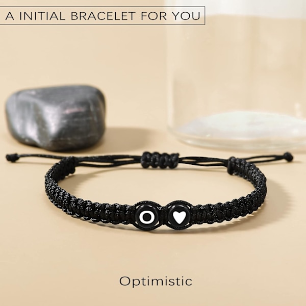 Initialarmbånd for kvinner, Strømper for tenåringer, bestevenninne-fødselsdagsgaver, eksamen, justerbare bokstaver A-Z flettede armbånd O