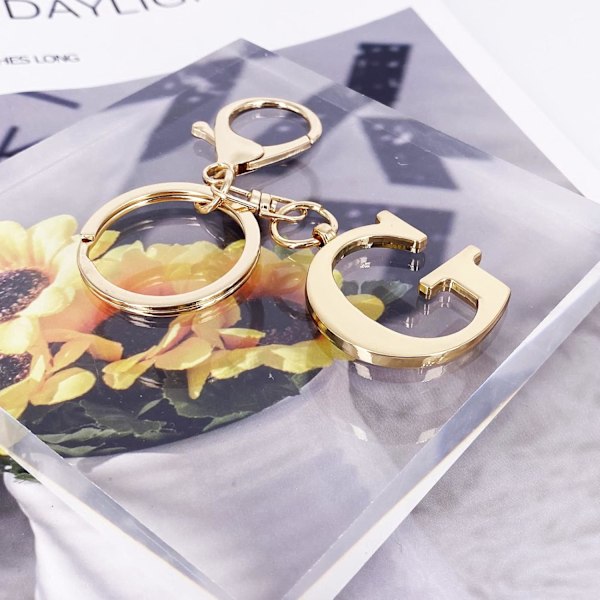 Nøglering med Guld Bogstav A-Z til Kvinder Taske Charms Pung Charms Til Håndtasker Metal Alphabet Initial Letter Nøglering G