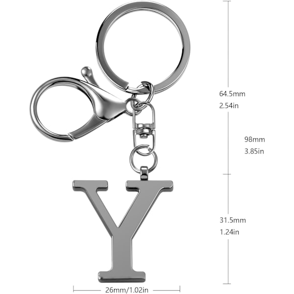 Nøglering med Guld Bogstav A-Z til Kvinder Taske Charms Pung Charms Til Håndtasker Metal Alphabet Initial Letter Nøglering Black-y