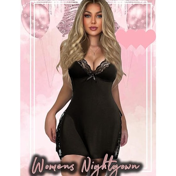 Damunderkläder för kvinnor, Sexig nattkläder, Spaghettiband, Nattklänning, Babydoll, Chemise M