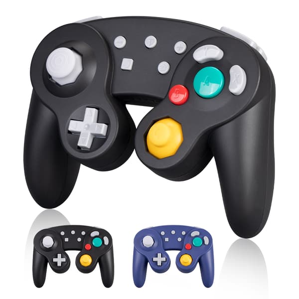 Sort Bluetooth Gamecube-stil Controller Kompatibel med Switch-konsol, PC, Android, Turbo-funktion