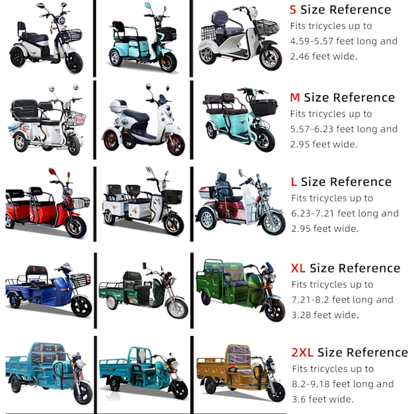 Premium Voksen Trehjulet Cykel Dæksel, Ideelt til Tungt Elektrisk Trehjulet Cykel, Motorcykler eller SANBENGZI Udendørs, Beskytter 3-Hjulet Cykel (XXL: 8.2-9.18x3.6ft)