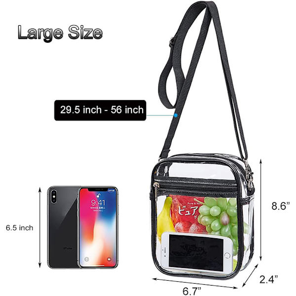 Messengerbag 40 silke PVC transparent myntplånbok axelremsväska lämplig för konserthallar och arenor vattentät förvaringsväska Vit 40 silke l White (22.5*17.5*7cm)